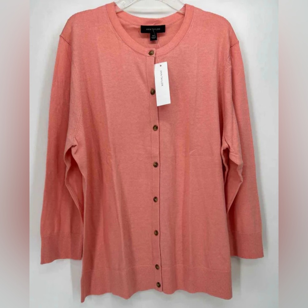 Ann Taylor Peach Cardigan Sweater‎ Button Down Up Size XXL New